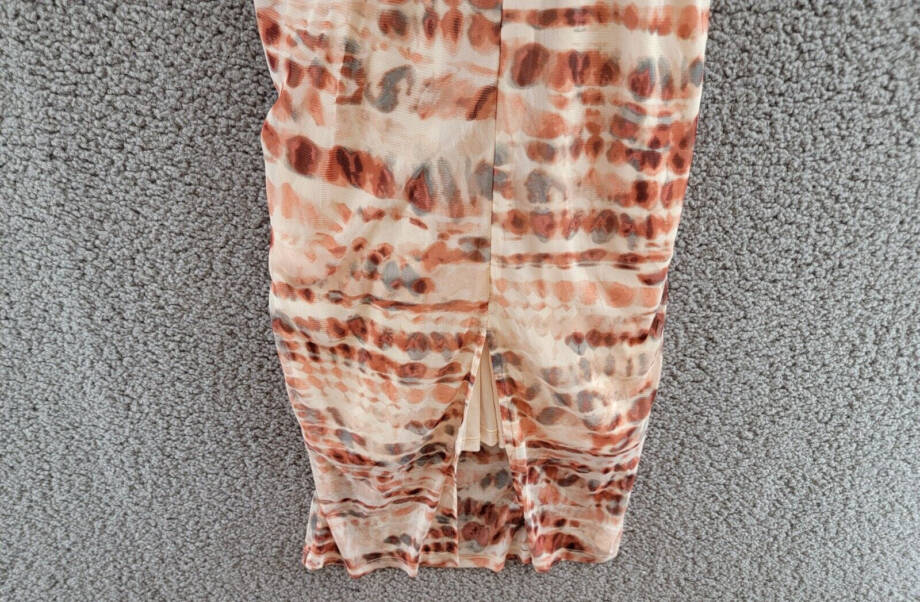 Bar III Tie-Dyed Midi Dress Womens M Red Canyon Combo Ruched Scoop Neck Pullover