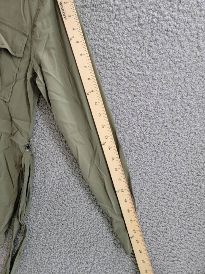 Jessica Simpson Jessa Button Front Tie Safari Jacket Women's S Olive Long Sleeve
