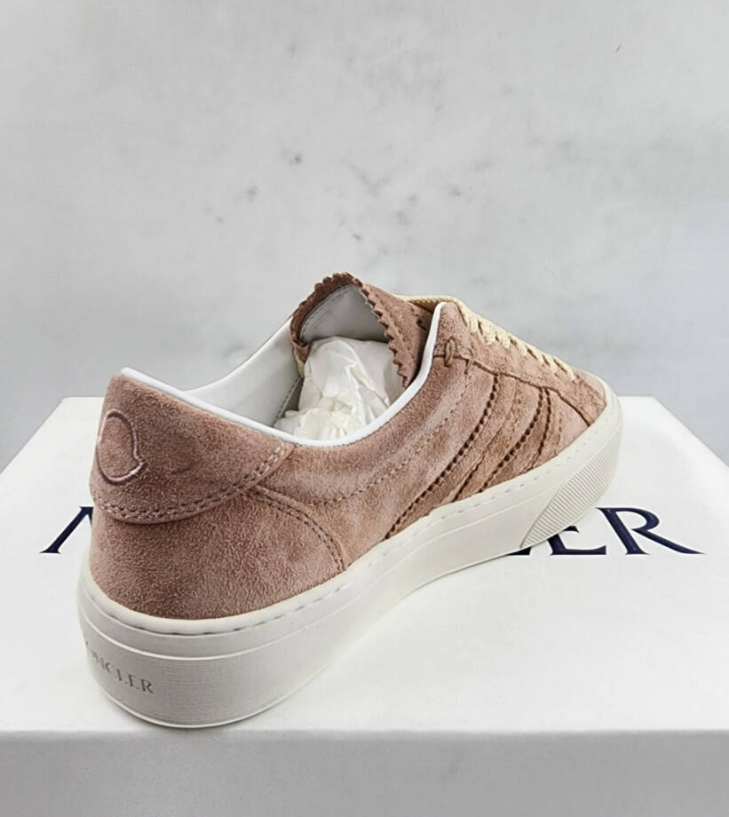 Moncler Monaco 2 Low Top Sneakers Women's 35/5US Light Pink Round Toe Lace Up