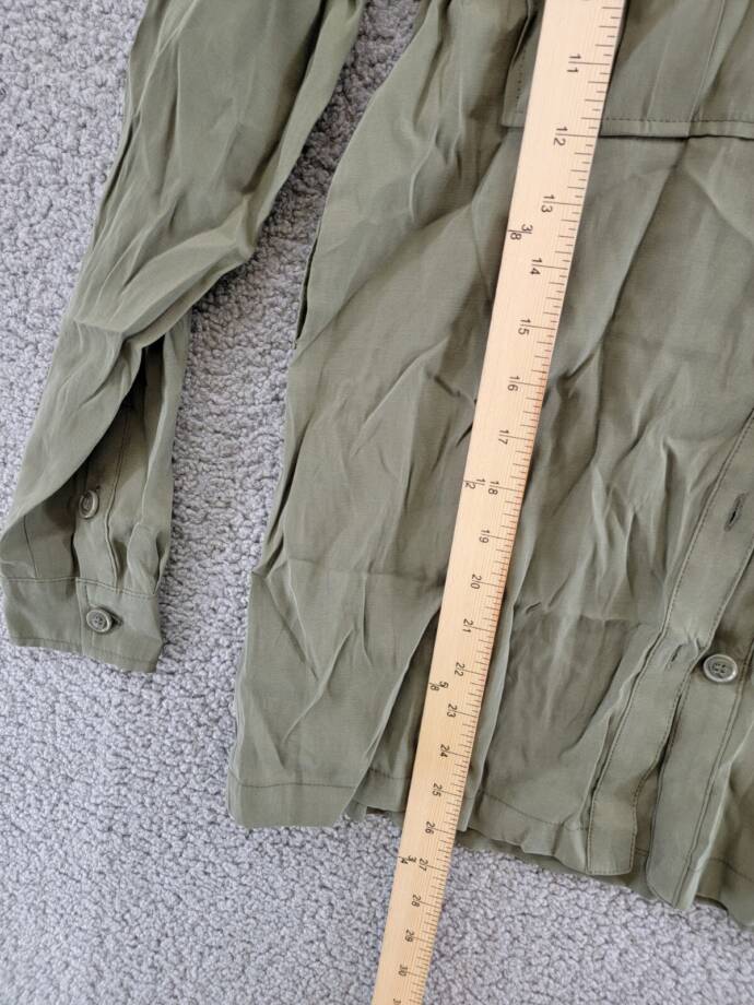 Jessica Simpson Jessa Button Front Tie Safari Jacket Women's S Olive Long Sleeve
