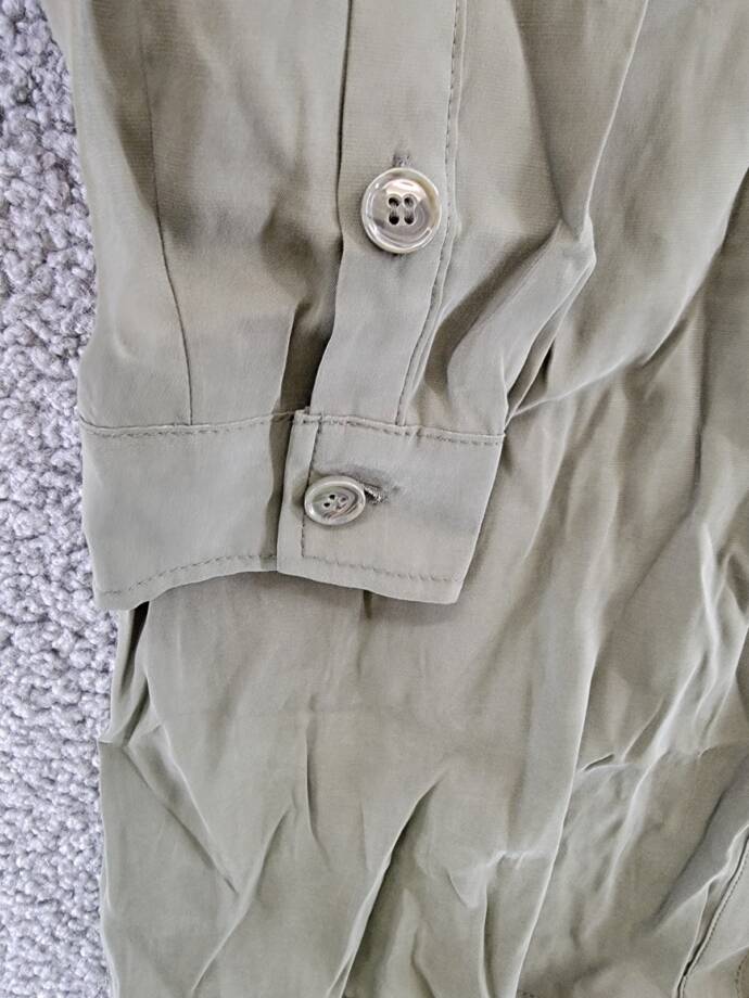 Jessica Simpson Jessa Button Front Tie Safari Jacket Women's S Olive Long Sleeve