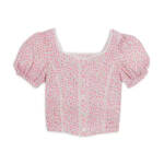 KatieJnyc Jordie Peasant Top Girls' M White Ditsy Floral Square Neck Pullover