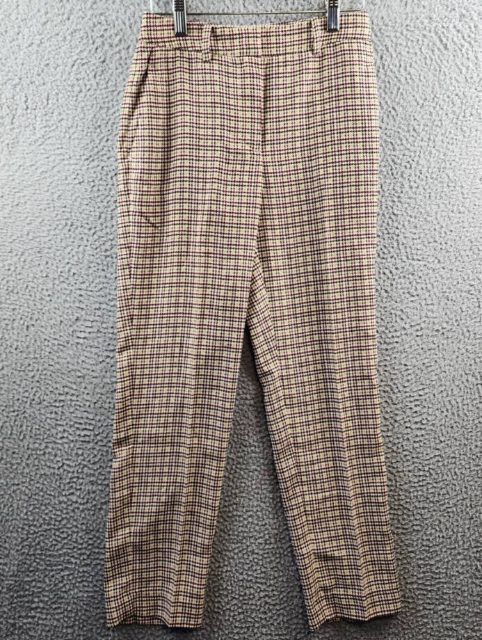 VINCE CAMUTO Tailored Straight Ankle Pants Women's 00 Multi Zip Fly Belt Loops