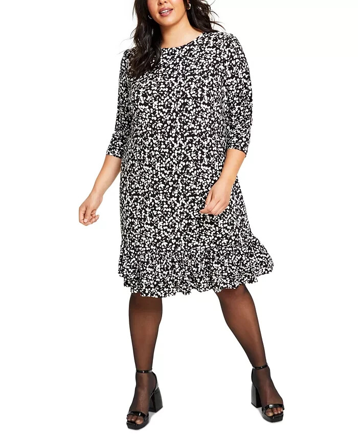 Tommy Hilfiger Plus Size Playful-Petal-Print Ruffled Jersey Dress Women's 16W