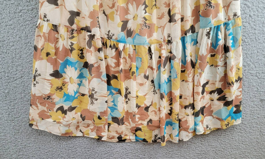 Lauren Ralph Lauren Floral Tiered A-Line Skirt Women's 2 Multi Side Zip Closure