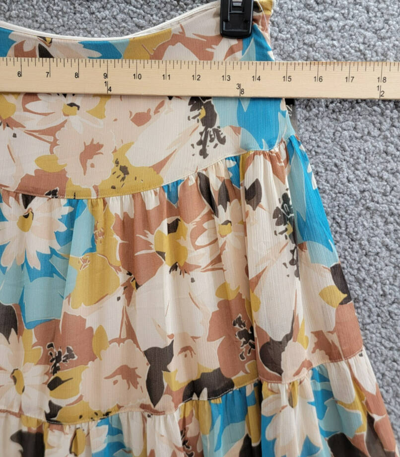 Lauren Ralph Lauren Floral Tiered A-Line Skirt Women's 2 Multi Side Zip Closure