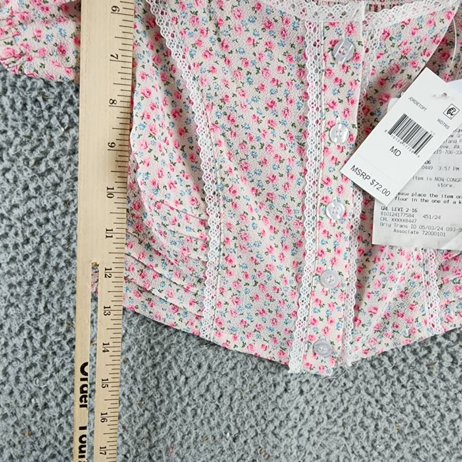 KatieJnyc Jordie Peasant Top Girls' M White Ditsy Floral Square Neck Pullover