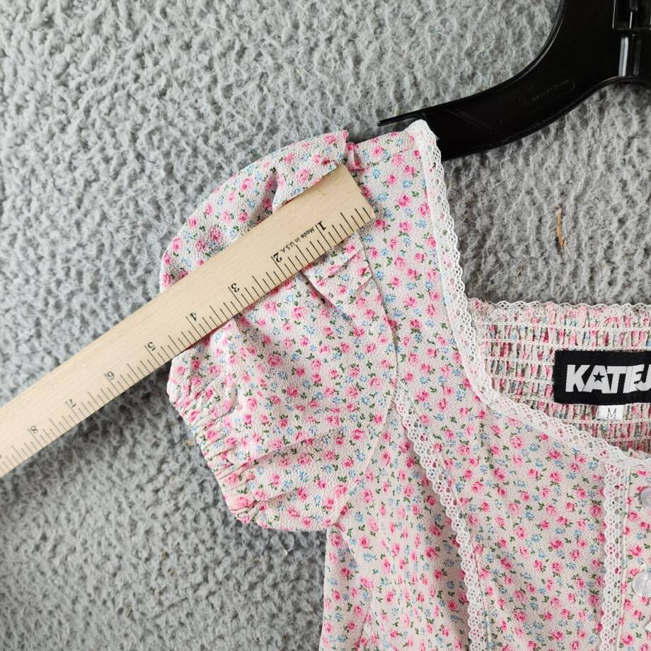 KatieJnyc Jordie Peasant Top Girls' M White Ditsy Floral Square Neck Pullover