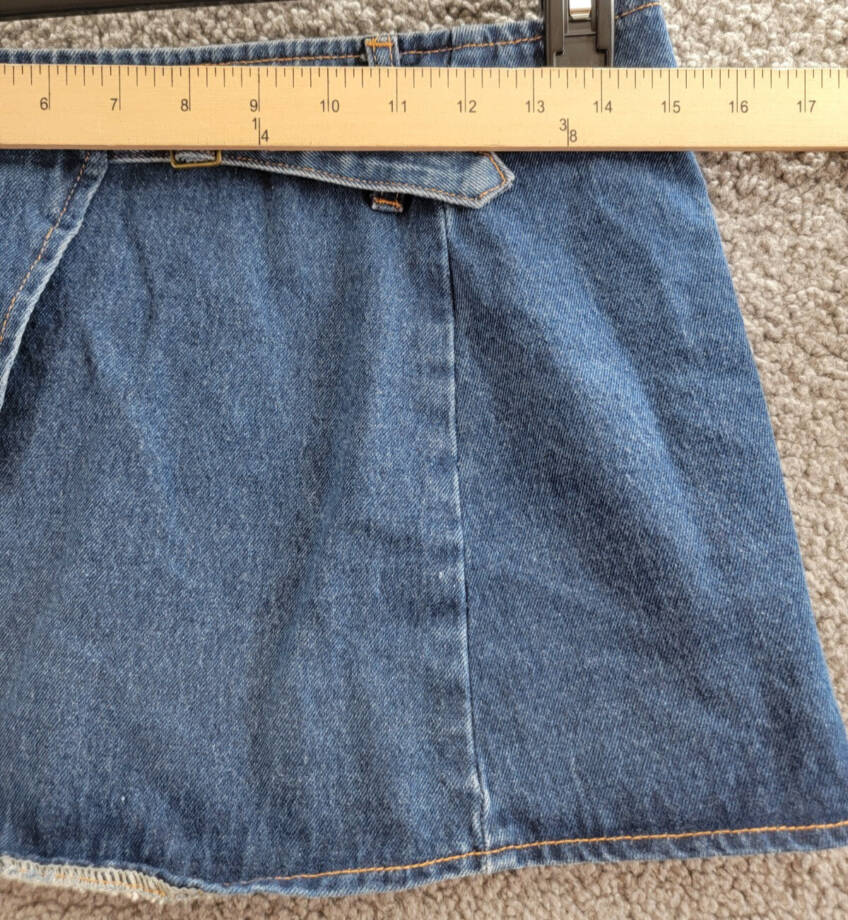Lioness Anja Mini Skirt Women's XS Dark Denim Front Button & Side Buckle Closure