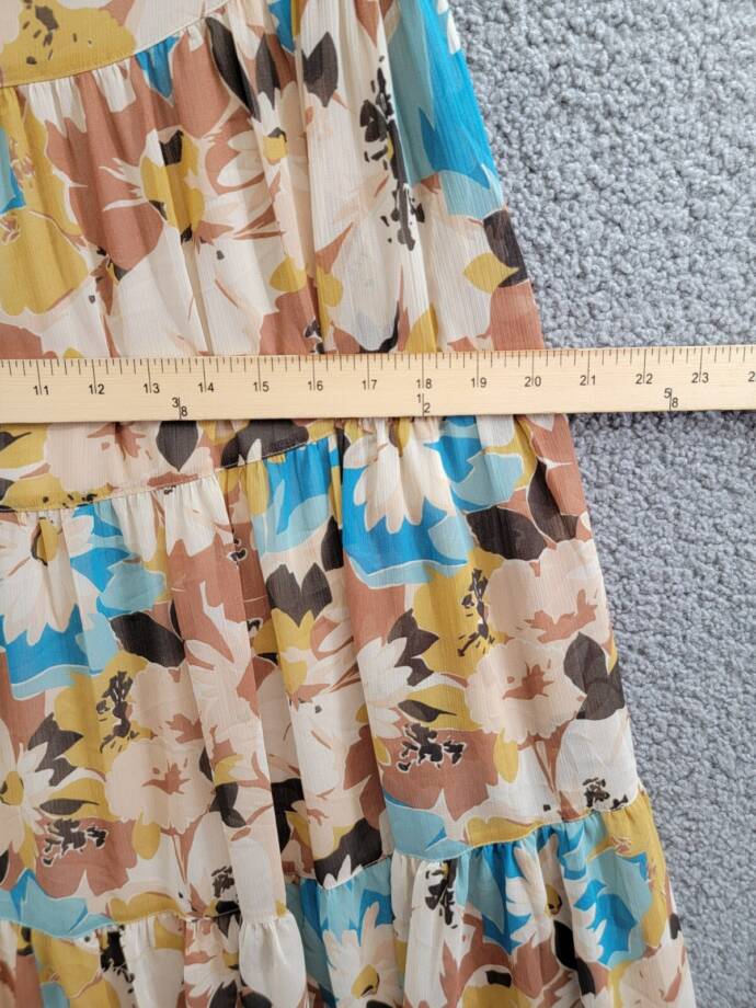 Lauren Ralph Lauren Floral Tiered A-Line Skirt Women's 2 Multi Side Zip Closure