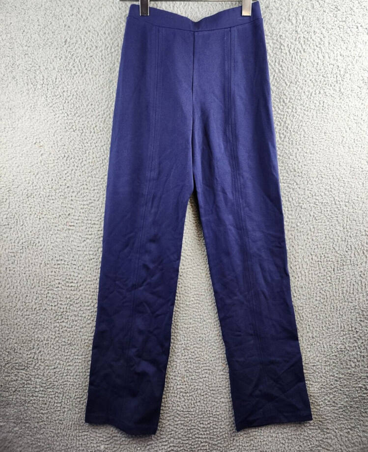 AQUA Pull On Slim Leg Pants Women's M Navy Stitched Seam Front Elastic Waist