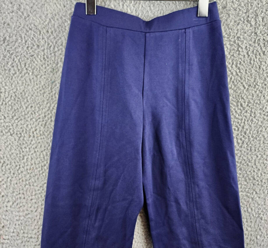 AQUA Pull On Slim Leg Pants Women's M Navy Stitched Seam Front Elastic Waist