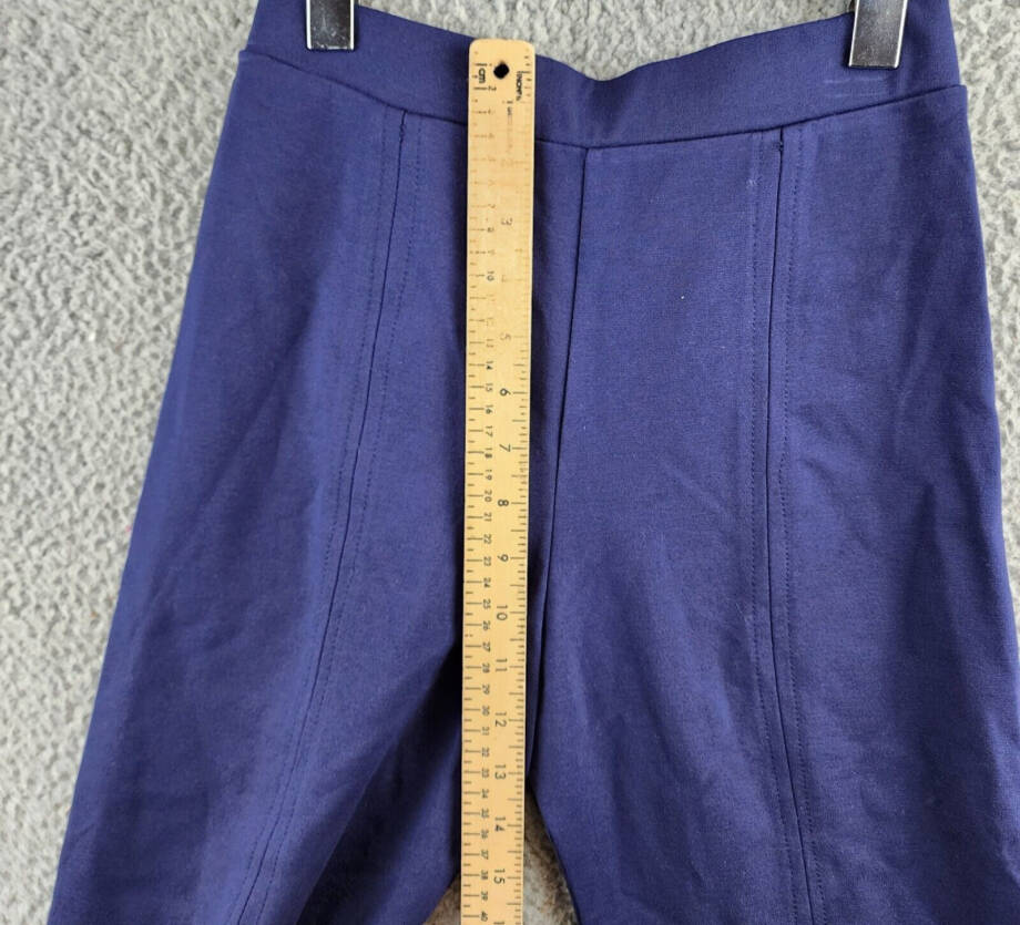 AQUA Pull On Slim Leg Pants Women's M Navy Stitched Seam Front Elastic Waist