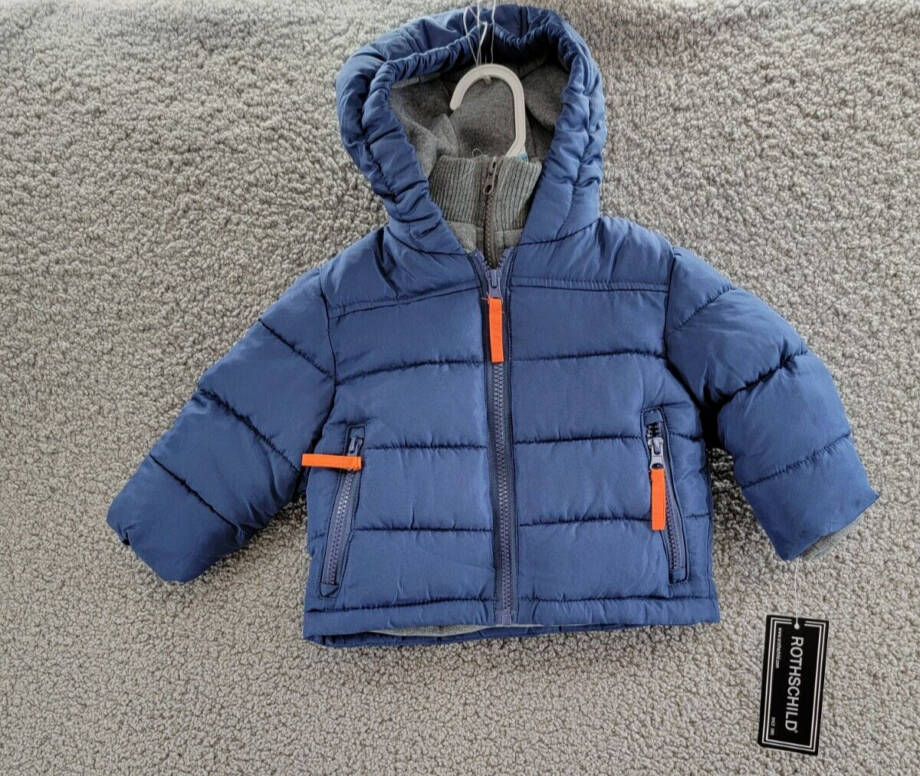 Rothschild Contrast Fleece Vestee Puffer Jacket Baby Boys 6-9Months Navy/Gray
