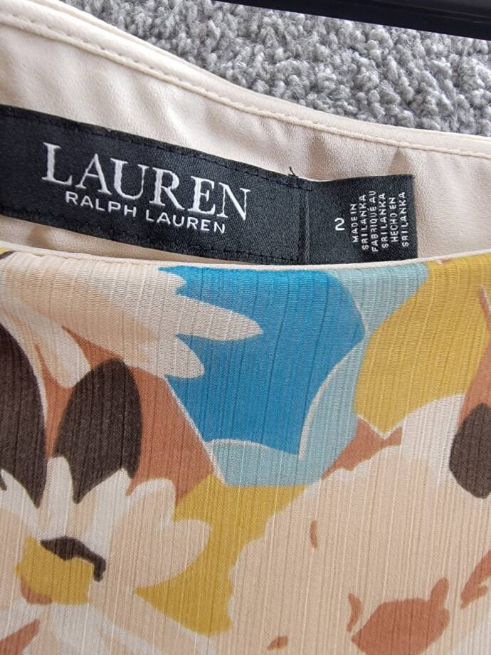 Lauren Ralph Lauren Floral Tiered A-Line Skirt Women's 2 Multi Side Zip Closure