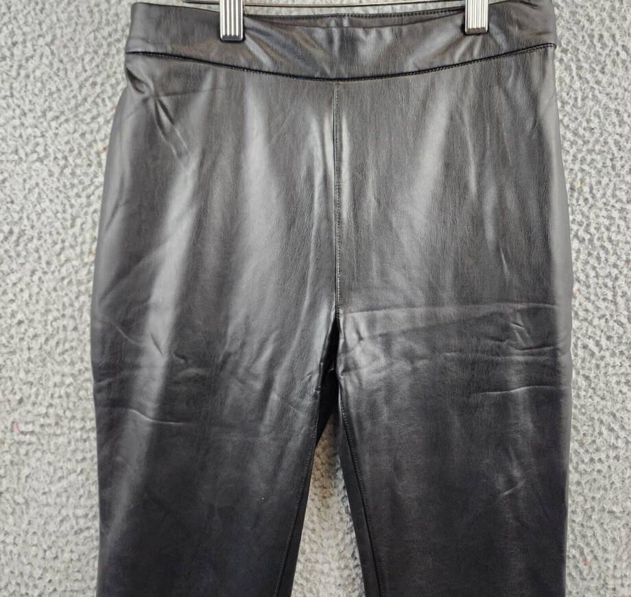 BAGATELLE.NYC Faux Leather Flare Leg Pants Women's XS Black Elastic Waist PullOn