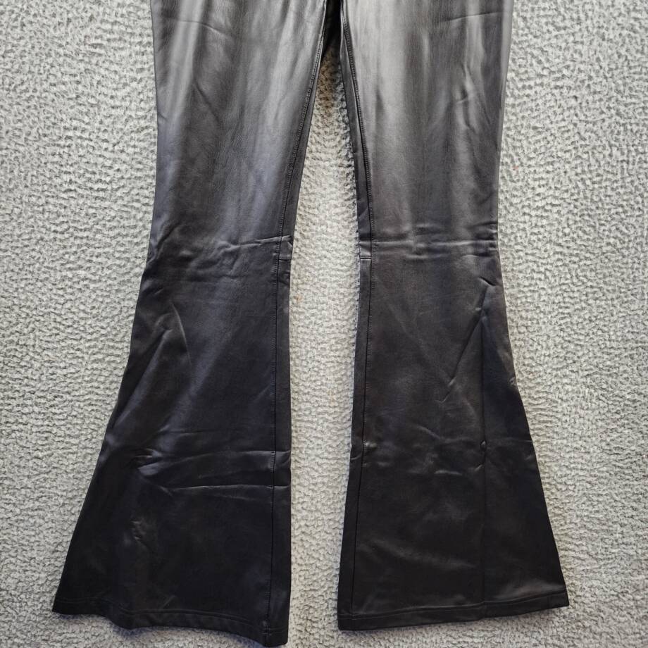 BAGATELLE.NYC Faux Leather Flare Leg Pants Women's XS Black Elastic Waist PullOn