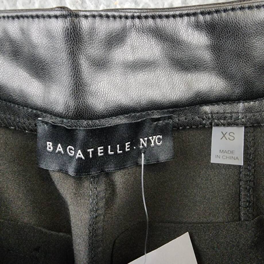 BAGATELLE.NYC Faux Leather Flare Leg Pants Women's XS Black Elastic Waist PullOn