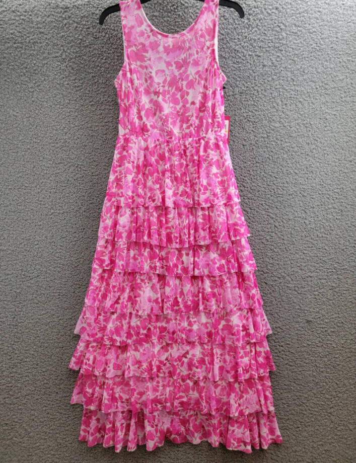 Vince Camuto Floral Ruffled Tiered Maxi Dress Women's S Daisy Daze Scoop Neck