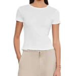 Velvet by Graham & Spencer Brenny Short Sleeve Rib Tee Women's L White Crew Neck