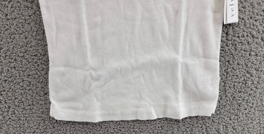 Velvet by Graham & Spencer Brenny Short Sleeve Rib Tee Women's L White Crew Neck