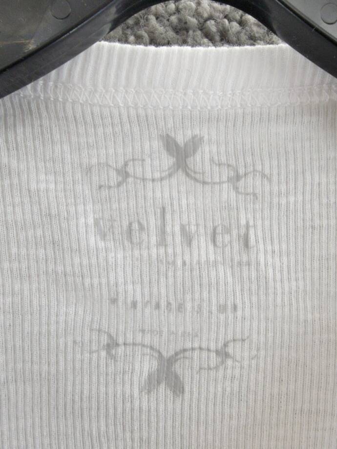 Velvet by Graham & Spencer Brenny Short Sleeve Rib Tee Women's L White Crew Neck