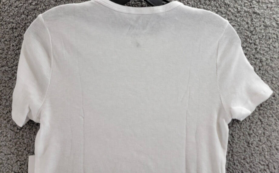 Velvet by Graham & Spencer Brenny Short Sleeve Rib Tee Women's L White Crew Neck