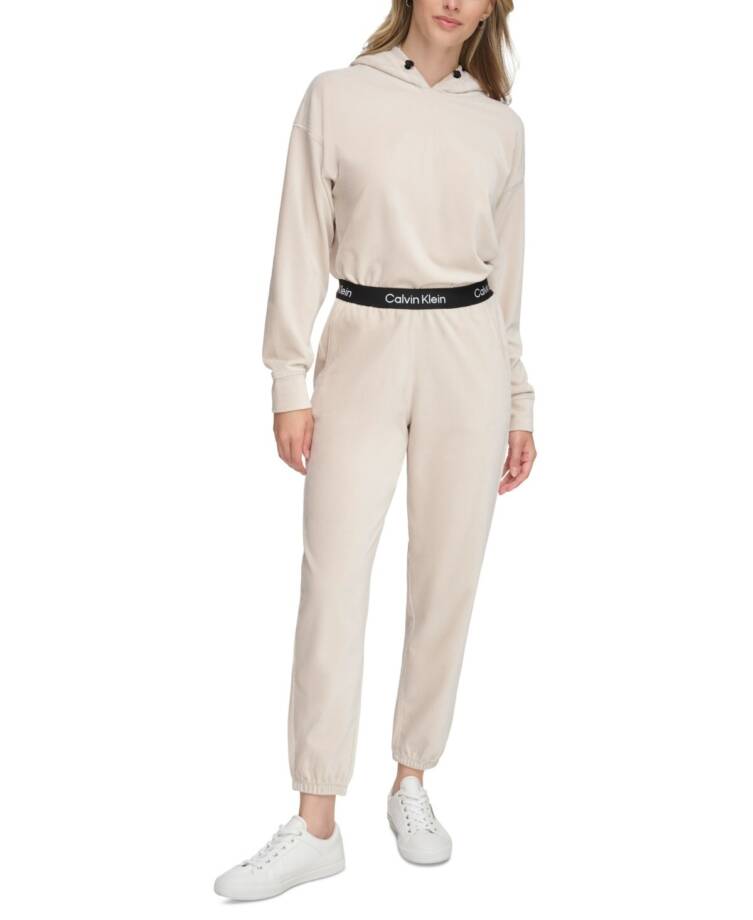 Calvin Klein Performance Velour Jogger Pants Women's Large Chalk White