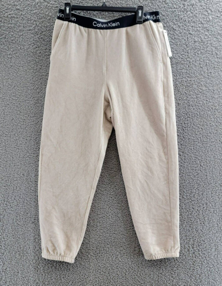Calvin Klein Performance Velour Jogger Pants Women's Large Chalk White