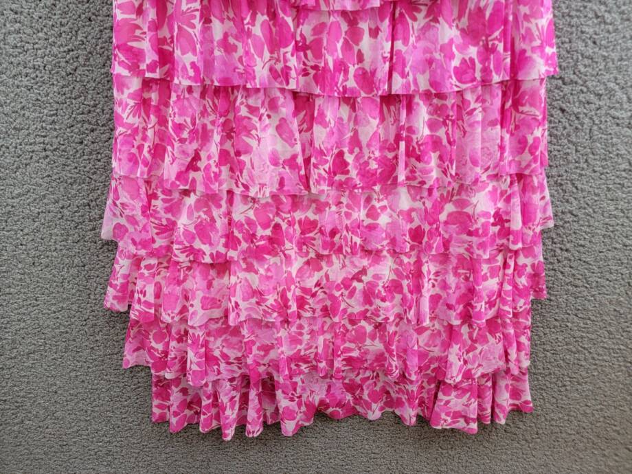 Vince Camuto Floral Ruffled Tiered Maxi Dress Women's S Daisy Daze Scoop Neck