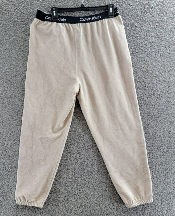 Calvin Klein Performance Velour Jogger Pants Women's Large Chalk White