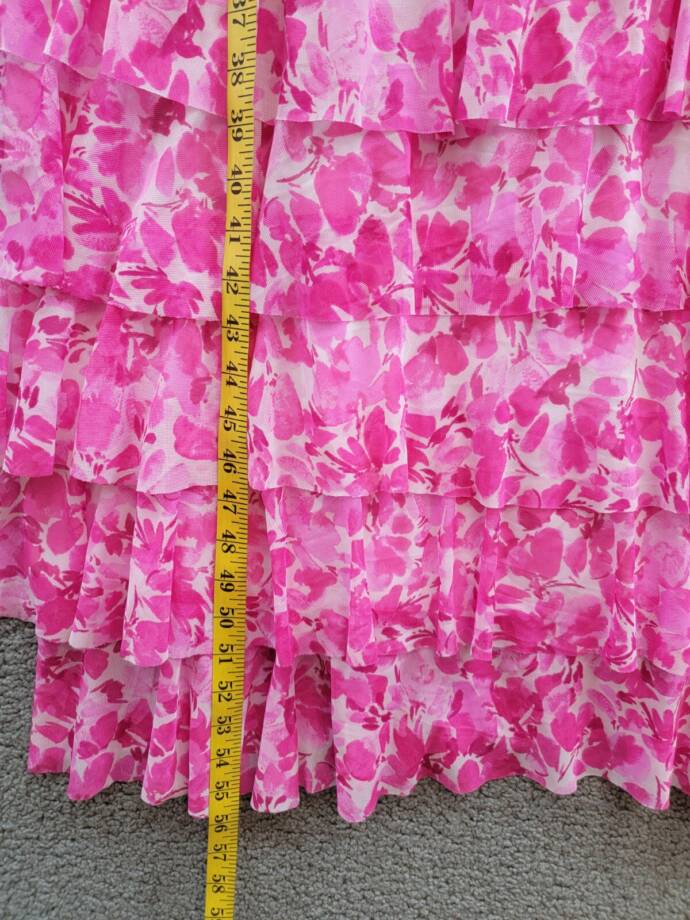Vince Camuto Floral Ruffled Tiered Maxi Dress Women's S Daisy Daze Scoop Neck