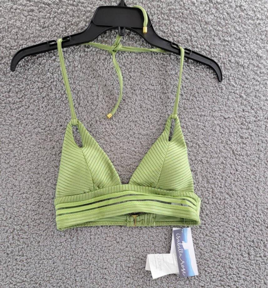 Isabella Rose Queensland Ribbed Halter Swim Bikini Top Women's S Sweet Pea