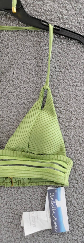 Isabella Rose Queensland Ribbed Halter Swim Bikini Top Women's S Sweet Pea