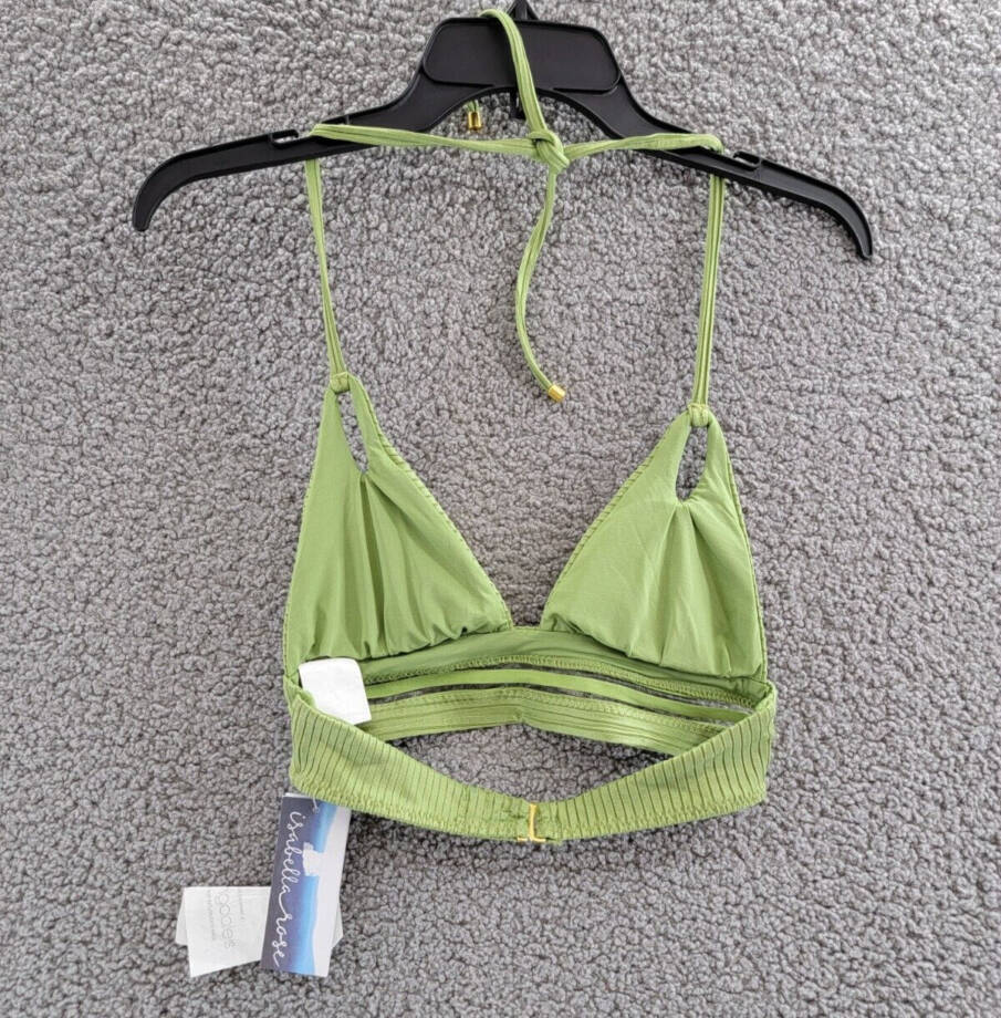 Isabella Rose Queensland Ribbed Halter Swim Bikini Top Women's S Sweet Pea