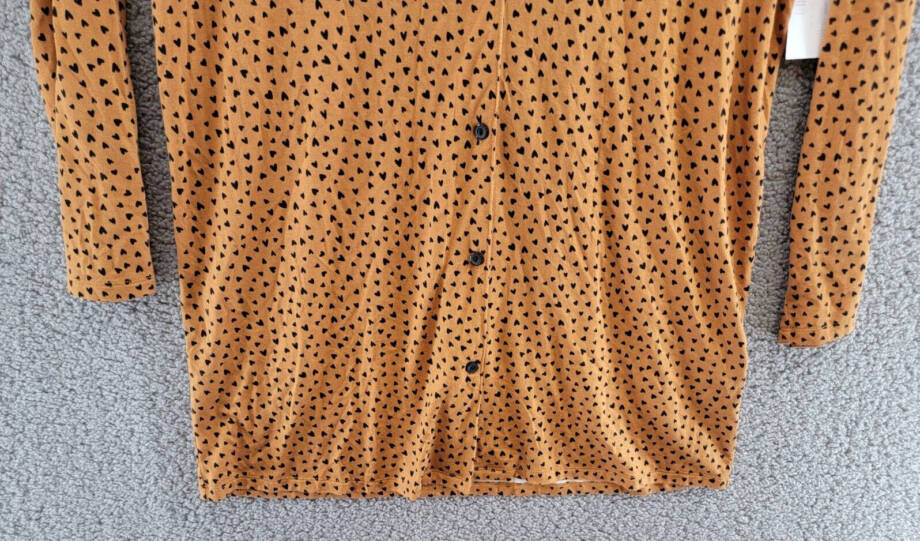 Jenni Notched-Collar Long-Sleeve Sleepshirt Women's M Tiny Heart Button Closure