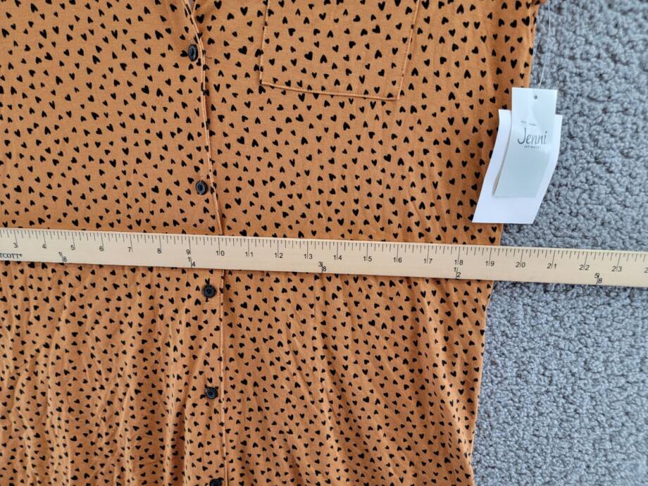 Jenni Notched-Collar Long-Sleeve Sleepshirt Women's M Tiny Heart Button Closure