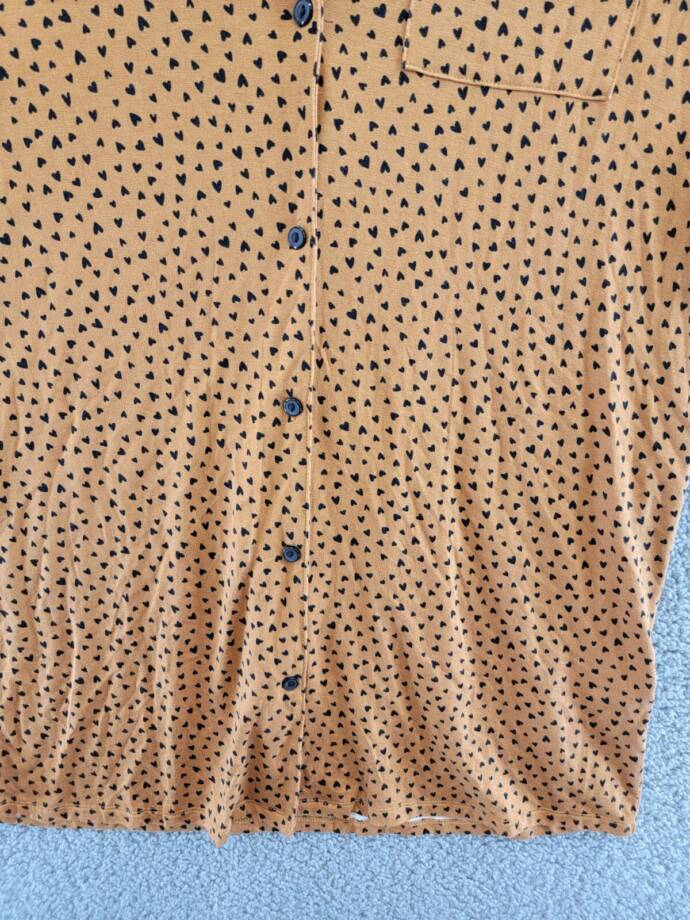 Jenni Notched-Collar Long-Sleeve Sleepshirt Women's M Tiny Heart Button Closure
