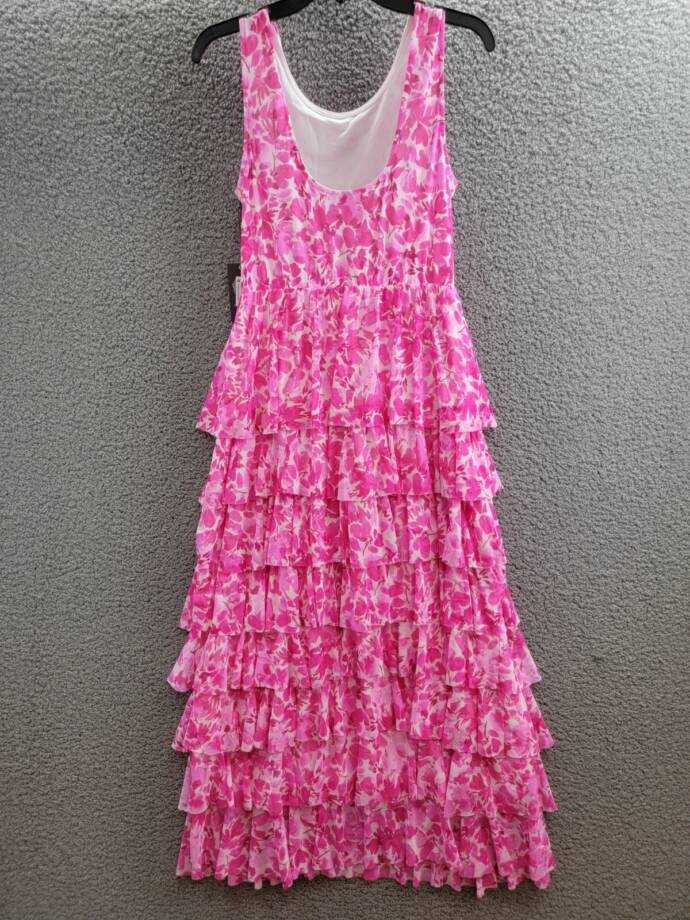 Vince Camuto Floral Ruffled Tiered Maxi Dress Women's S Daisy Daze Scoop Neck