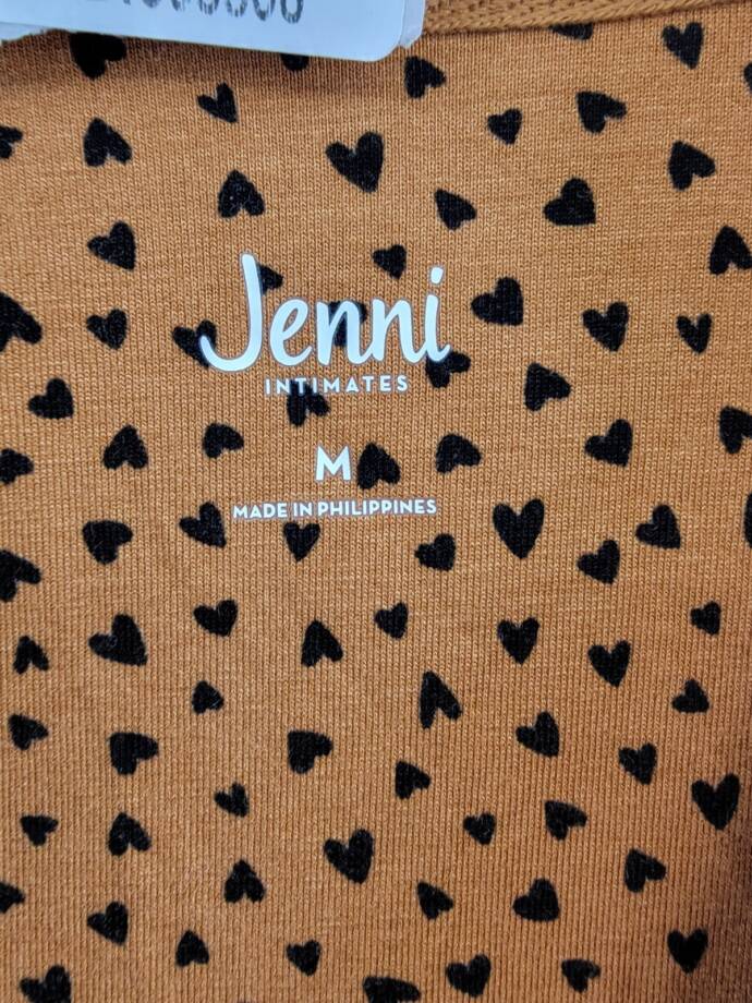 Jenni Notched-Collar Long-Sleeve Sleepshirt Women's M Tiny Heart Button Closure