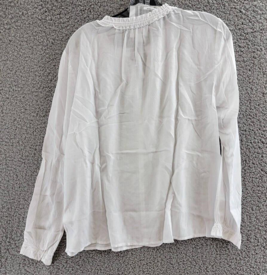 Velvet by Graham & Spencer Samantha Split Neck Blouse Women's S White Pullover