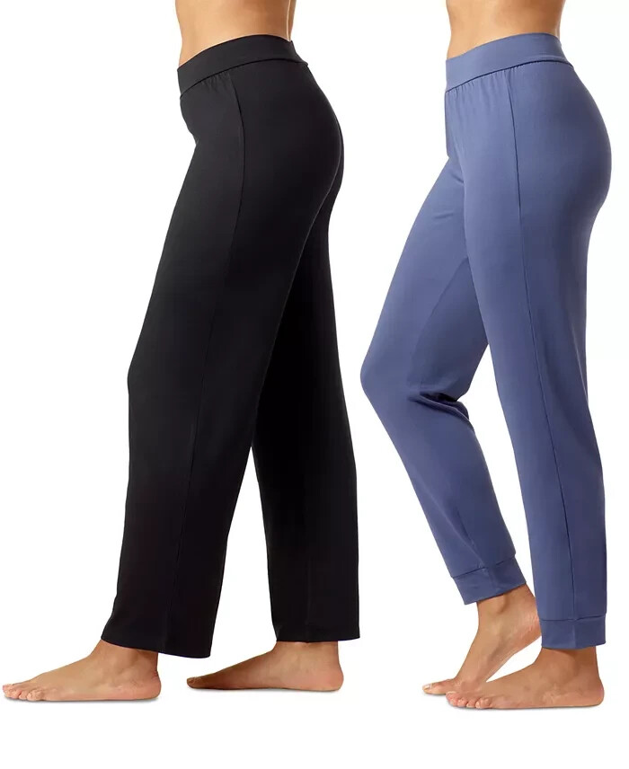 HUE Pure Comfort Mid-Rise Pajama Pants Women's XL Blue Indigo/Black Pull On -2pc