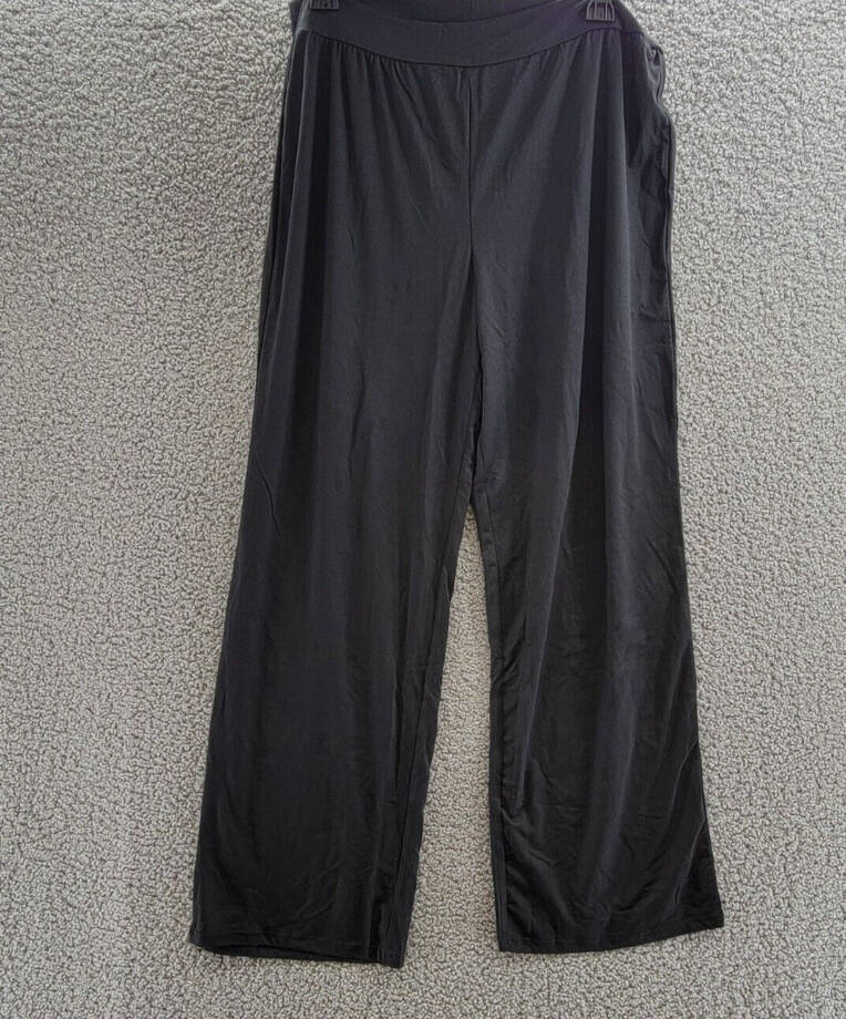 HUE Pure Comfort Mid-Rise Pajama Pants Women's XL Blue Indigo/Black Pull On -2pc