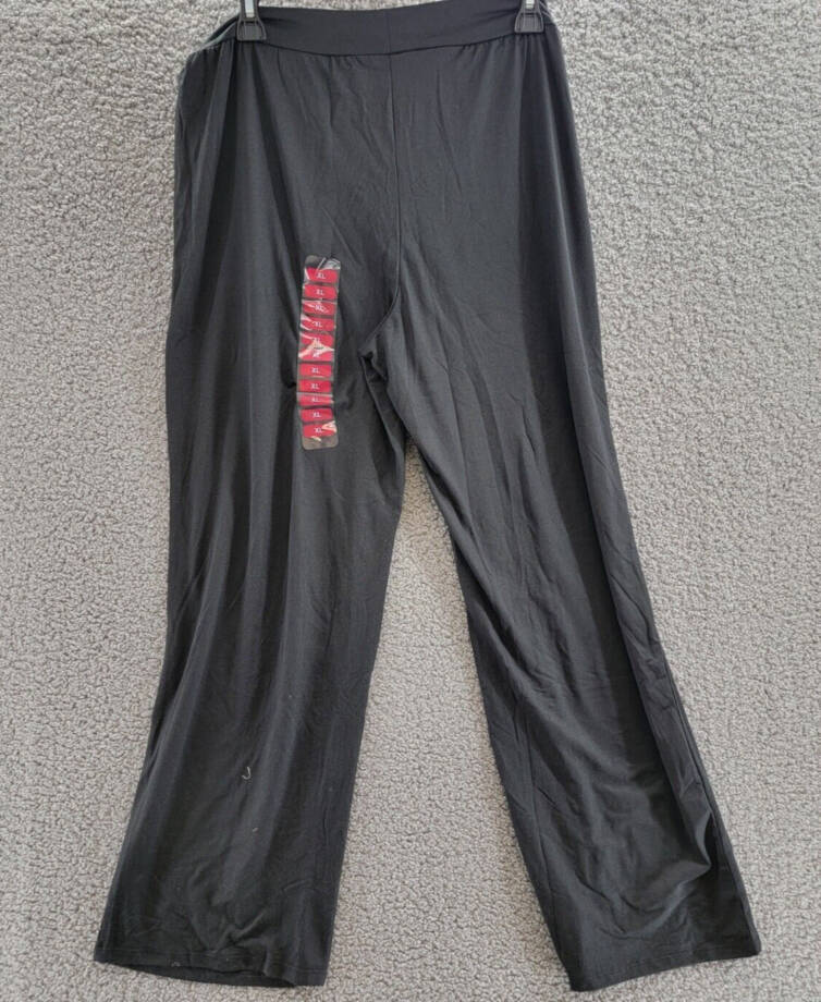 HUE Pure Comfort Mid-Rise Pajama Pants Women's XL Blue Indigo/Black Pull On -2pc