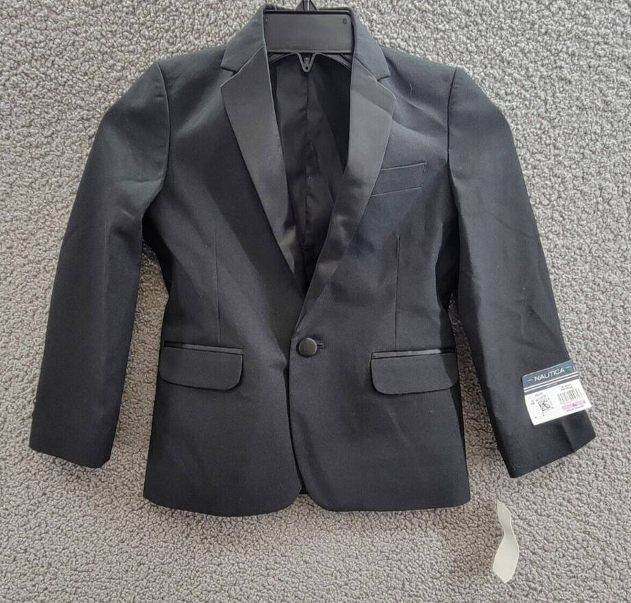 Nautica Single Breasted Jacket Little Boys 6 Noir Notch Lapel Button Closure