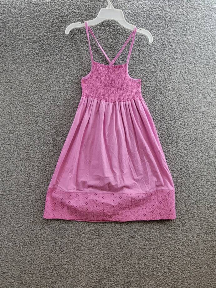 Splendid Eyelet Smocked Dress Girl's 14 Pink Square Neck Pullover