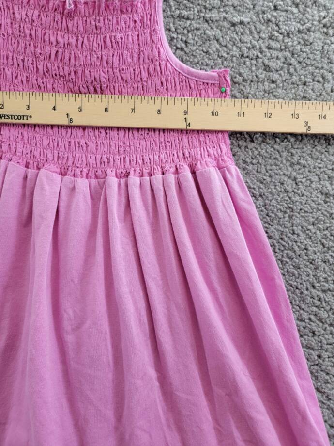 Splendid Eyelet Smocked Dress Girl's 14 Pink Square Neck Pullover