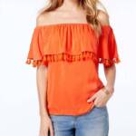 Inc International Concepts Petite Tassel-Trim Off-the-Shoulder Top Women's PXL