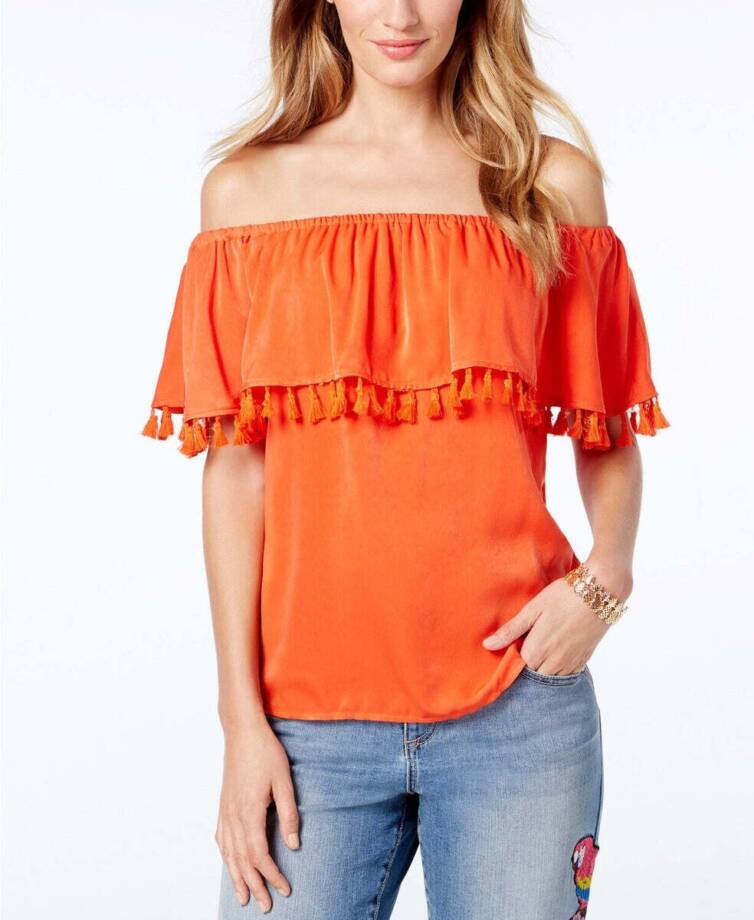 Inc International Concepts Petite Tassel-Trim Off-the-Shoulder Top Women's PXL