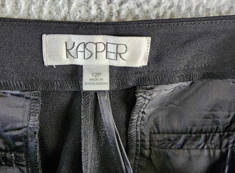 Kasper Petite Tab-Waist Straight-Fit Modern Dress Pants Women's 12P Black